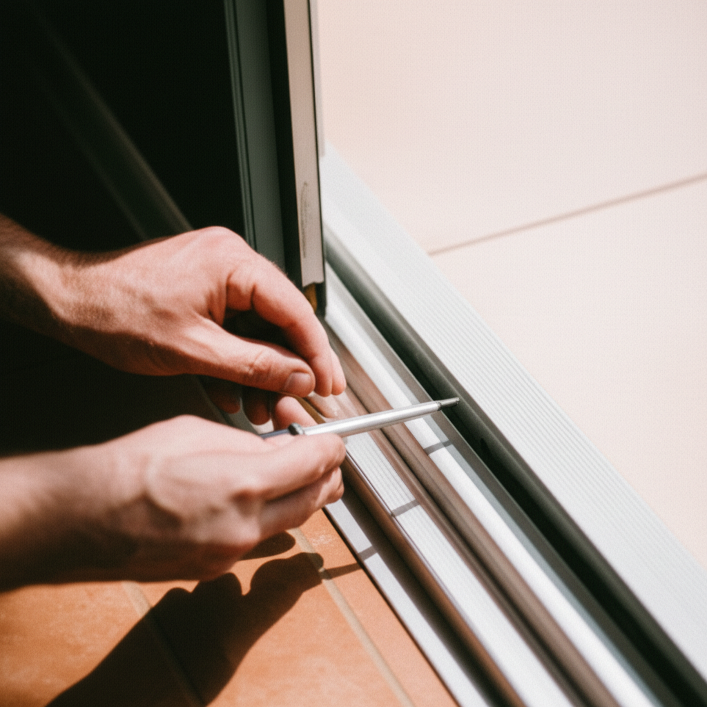 Installing door sweep at base of exterior door to prevent pest entry