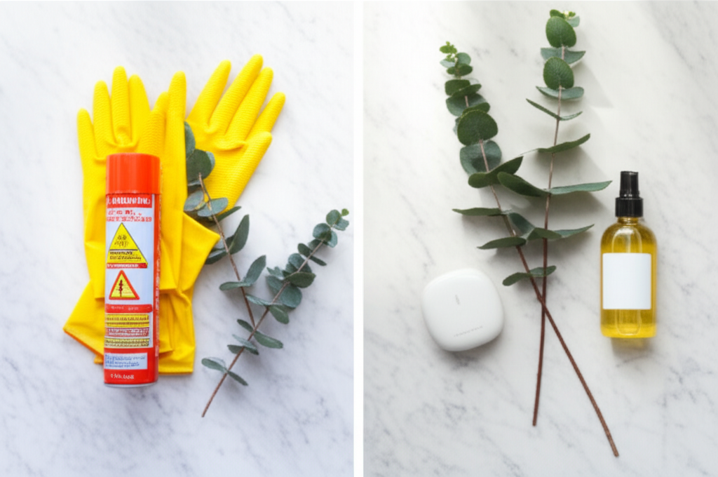 Chemical pest spray compared to natural pest control alternatives