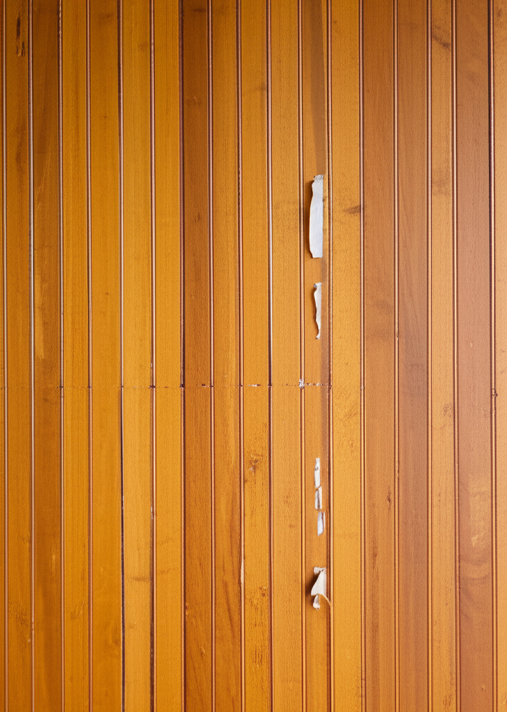 Interior VJ timber wall panelling showing gaps between boards in Queenslander home