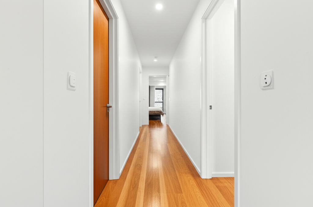 Hallway in Australian home showing multiple rooms for device placement