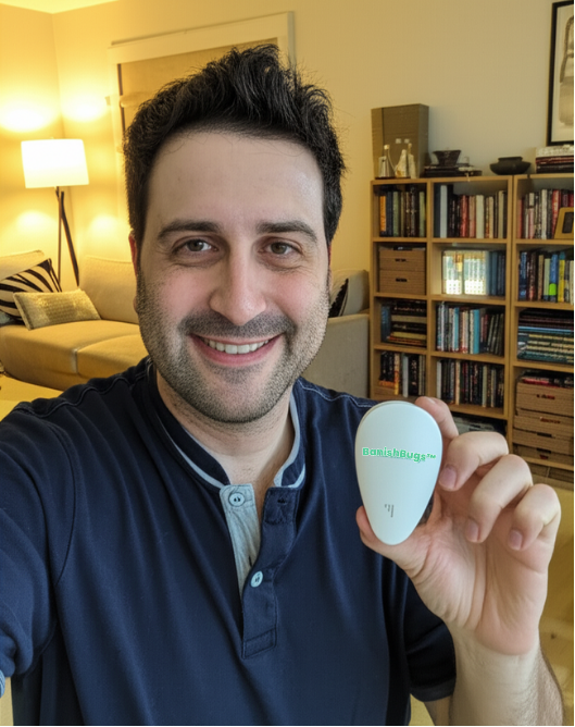 Dave R. from Cairns holding his BanishBugs device